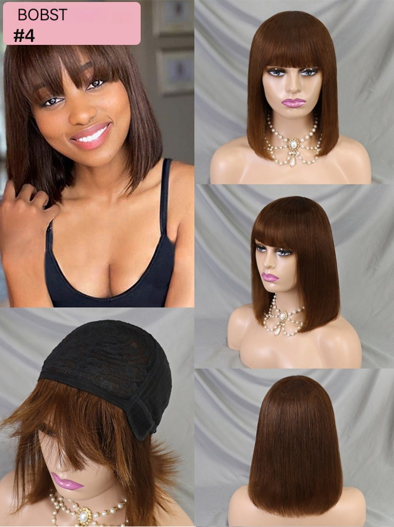 Chic and fashionable Bang BOB human hair wig, ideal for a trendy appearance
